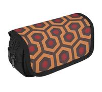 GHENBLT Shining Overlook Pencil Case Organizer Large Capacity Cute Pen Pouch with 3 Compartment Office Stationery Large Pencil Bags with Zipper Fabric Pen Bag for Adults Portable Makeup Bag (Black)