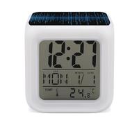 GHENBLT The Blue Binary Matrix Alarm Clocks LED Digital Clock with 7 Colors Changing 3" Cube Wake Up Clock with Temperature Snooze Silent Night Light Battery Operated Beside Lamp for Bedroom Decor