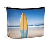 GHENBLT Waterproof Travel Makeup Bag Case Organizer, PU Leather Beach Surfboard Cosmetic Bags, Small Toiletry Case Cute, Portable Zipper Pouch for Women Men, Travel Accessories