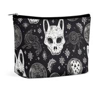 GHENBLT Waterproof Travel Makeup Bag Case Organizer, PU Leather Skull Cat Moon Gothic Cosmetic Bags, Small Toiletry Case Cute, Portable Zipper Pouch for Women Men, Travel Accessories