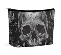 GHENBLT Waterproof Travel Makeup Bag Case Organizer, PU Leather Skull Skeleton Cosmetic Bags, Small Toiletry Case Cute, Portable Zipper Pouch for Women Men, Travel Accessories