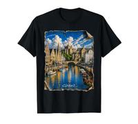 Ghent Belgium, artistically reimagined by #LeoPepeDesign, Value Graphic T-Shirt, Men, Black, L
