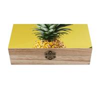 GHEPSDW Yellow Pineapple Wooden Storage Box with Safety Hinge Elegant Wooden Memory Box Jewelry Box with Hinged Lid And Front Clasp for DIY Craft Art Hobbies Home Storage