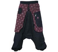 Gheri Aladdin Genie Baggy Drop Crotch Stylish Harem Eye Trousers Black Red Medium