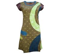 Gheri Allover Geo Print Round Neck Cotton Short Sleeve Boho Dress 16 Multicoloured