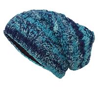 Gheri Cable Knit Winter Fleece Lined Slouch Beanie Wool Rasta Hat Blue Tie Dye
