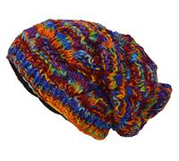 Gheri Cable Knit Winter Fleece Lined Slouch Beanie Wool Rasta Hat Rainbow Tie Dye