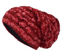 Gheri Cable Knit Winter Fleece Lined Slouch Beanie Wool Rasta Hat Red Tie Dye
