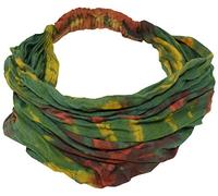 Gheri Cotton Nepalese Tie Dye Hippie Colorful Headwrap Headband Green Spiral