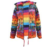 Gheri Ladies Owl Printed Patchwork Pixie Hoody Rainbow Multicolor Jacket 10