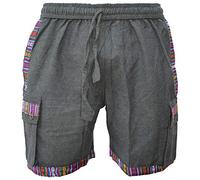Gheri Mens Cotton Edge Nepalese Shorts Hippie Boho Green X-Large