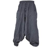 Gheri Men's Cotton Hemp Harem Aladdin Genie Wide Crotch Ninja Pants Trousers Light Grey LXL