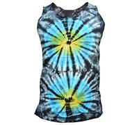 Gheri Mens Cotton Sleeveless Sando Singlet Summer Vest Sleevesless Top Double Spiral Tie Dye Large