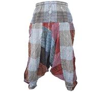 Gheri Men's Multicolored Patchwork Elastic Waist Harem Genie Pants Trousers Block Patch Small/Medium