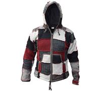 Gheri Men's Natural Woolen Elf Wizard Pixie Patch Festival Hoodie Jacket Red Grey X-Large