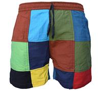 Gheri Mens Patchwork Colorful Hippie Festival Cotton Pull On Shorts Medium