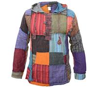 Gheri Mens Pixie Patchwork Long Hood Lightweight Festival Hoodie Medium Multicolor
