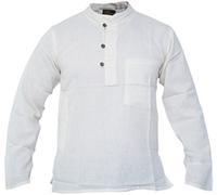 Gheri Men's Plain Grandad Collarless Cotton Light Festival Summer Shirts Tops Kurtas Cream Medium