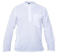 Gheri Men's Plain Grandad Collarless Cotton Light Festival Summer Shirts Tops Kurtas White XXL