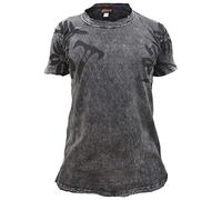 Gheri Mens Stone Washed Frayed Edge Rough Finish T-Shirt Black Medium
