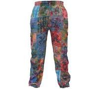 Gheri Mens Tie Dye Patchwork Colorful Hippy Cotton Cargo Pants XXX-Large