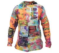 Gheri Mens Tie Dye Ripped Patchwork Cotton Hippy Hoodie Medium