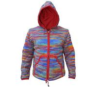 Gheri Men's Tie Dye Woolen Knitted Fleece Lined Festival Hoodie Jacket Rainbow Small