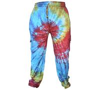 Gheri Tie Dye Cargo Lightweight Drawstring Hem Cotton Pants Front Spiral XX-Large
