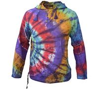 Gheri Tie Dye Cotton Light Summer Hippie Psychedelic Bohemian Grandad Hoodie