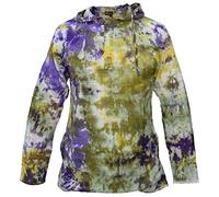 Gheri Tie Dye Cotton Light Summer Hippie Psychedelic Bohemian Grandad Hoodie Purple Green X-Large