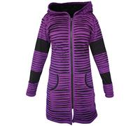 Gheri Women Cotton Fleece Lined Razor Cut Long Gothic Coat Purple X-Large
