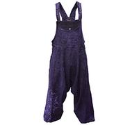 Gheri Womens Mandala Print Overalls Stone Washed Festival Dungarees Harem Pants Purple Large