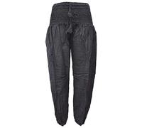 Gheri Womens Pull On Cuffed Taper High Waist Plain Boho Hareem Trousers Black