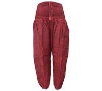 Gheri Womens Pull On Cuffed Taper High Waist Plain Boho Hareem Trousers Maroon
