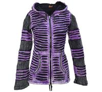 Gheri Womens Stonewashed Cotton Ribs Gothic Emo Funky Razor Cut Slashed Pointed Pixie Hood Jacket Hoodie Purple 6
