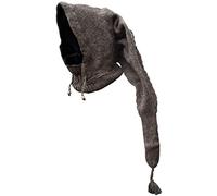 Gheri Woolen Fleece Lined Pixie Pointed Long Snood Hood Neckwarmer Wizard Hat Brown