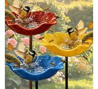 ghfdaz Metal Flower Garden Stake, Bee Bath For Garden, Birdbaths & Supports, Poppy Bird Bath & Rustproof Feeder,Style1