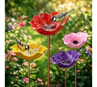 ghfdaz Metal Flower Garden Stake, Bee Bath For Garden, Birdbaths & Supports, Poppy Bird Bath & Rustproof Feeder,Style4