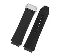 GHFHSG Watch Band For Hublot Big Bang, Silicone, 25*19mm, Striped BlackSilver, Waterproof, Unisex, Contemporary, Standard, 3mm Thick, Push Button Clasp