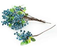 GHFNJYH 10PCS 25CM Foam Artificial Flowers California Berries Blueberry Fruit Small Fake Flower Home Decorative Party Wedding Blue Decor-blue-10PCS