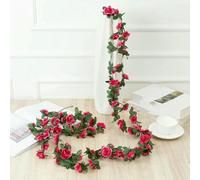 GHFNJYH 1pc 2M 45 Head Flower Garland Fake Rose Vine Artificial Flower Hanging Rose Ivy Home Office Wedding Party Garden Craft Art Décor-Dark rose red