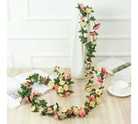 GHFNJYH 1pc 2M 45 Head Flower Garland Fake Rose Vine Artificial Flower Hanging Rose Ivy Home Office Wedding Party Garden Craft Art Décor-Cham