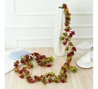 GHFNJYH 1pc 2M 45 Head Flower Garland Fake Rose Vine Artificial Flower Hanging Rose Ivy Home Office Wedding Party Garden Craft Art Décor-wine red