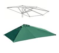 GHFTCCF 9ft Half Round Umbrella Replacement Canopy 5ribs Wall Patio Parasol Canopy Replacement Garden Parasol Top Cover For Backyard Pool Market Umbrella(Color:Green)