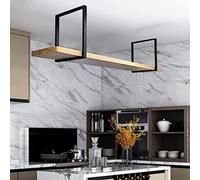 GHFXSCV 1 Tier Ceiling Shelf - Wrought Iron Hanging Wine Rack & Solid Wood Plant Stand - Floating Display Storage for Bar/Kitchen - Easy Install 100x30x50cm