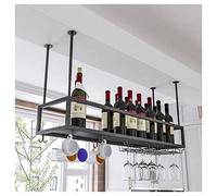GHFXSCV Adjustable Hanging Wine Glass Rack Wall Mounted Black/Gold 100x25x21cm for Bar Cafe Kitchen Height Adjustable 11.8 23.6 inch