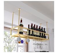 GHFXSCV Adjustable Height Wall Mounted Wine Glass Rack for Bar Cafe Kitchen Black/Gold Holds 11.8 23.6 inch Glasses Stylish Gold Finish 80x25x21cm