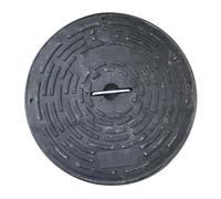 GHFXSCV Black Round Drain Cover & Frame, 34cm/13in Plastic PE Septic Lid with Handle, Ideal for Garden, Driveway, and Sidewalk - Durable Stormwater Accessory