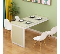 GHFXSCV Foldable Wall-Mounted Table Invisible Telescopic Kitchen Shelf Space-Saving Wooden Dining Desk for Home Small Balconies & Living Rooms (White Maple + White Finish)