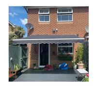 GHFXSCV Waterproof Patio Canopy 6x3m, Retractable Sunshade for Windows, Doors, and Terraces, Dark Grey Polyester Fabric, UV Protection, Outdoor Shade Solution